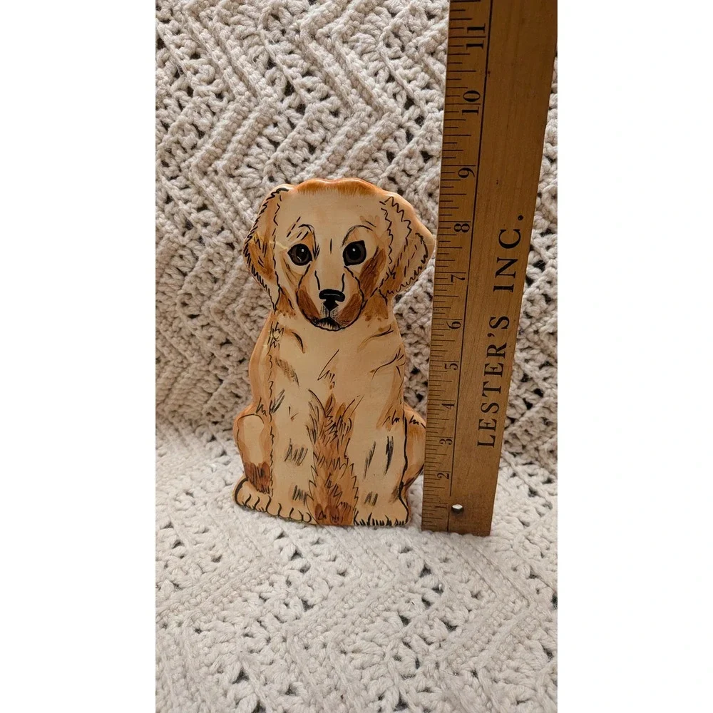 Nina Lyman Dogs by Nina Golden Retriever Puppy Ceramic Vase Hand Painted 8.5in